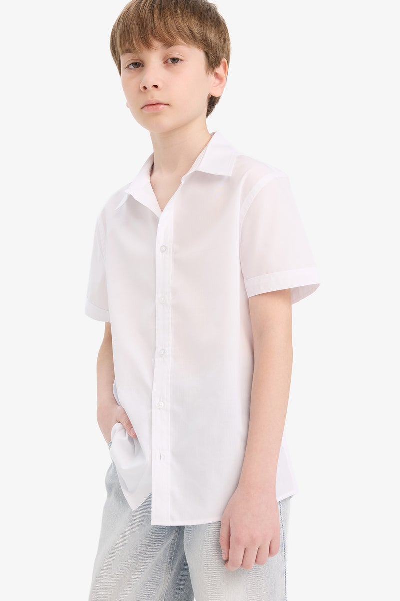 DeFacto White Boy Boy Polo Collar Poplin Long Sleeve Shirt Casual - Image 3